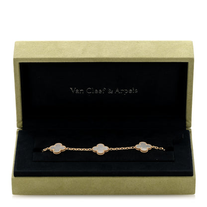 Van Cleef & Arpels 18K Yellow Gold Mother of Pearl 5 Motifs Vintage Alhambra Bracelet 4 of 4