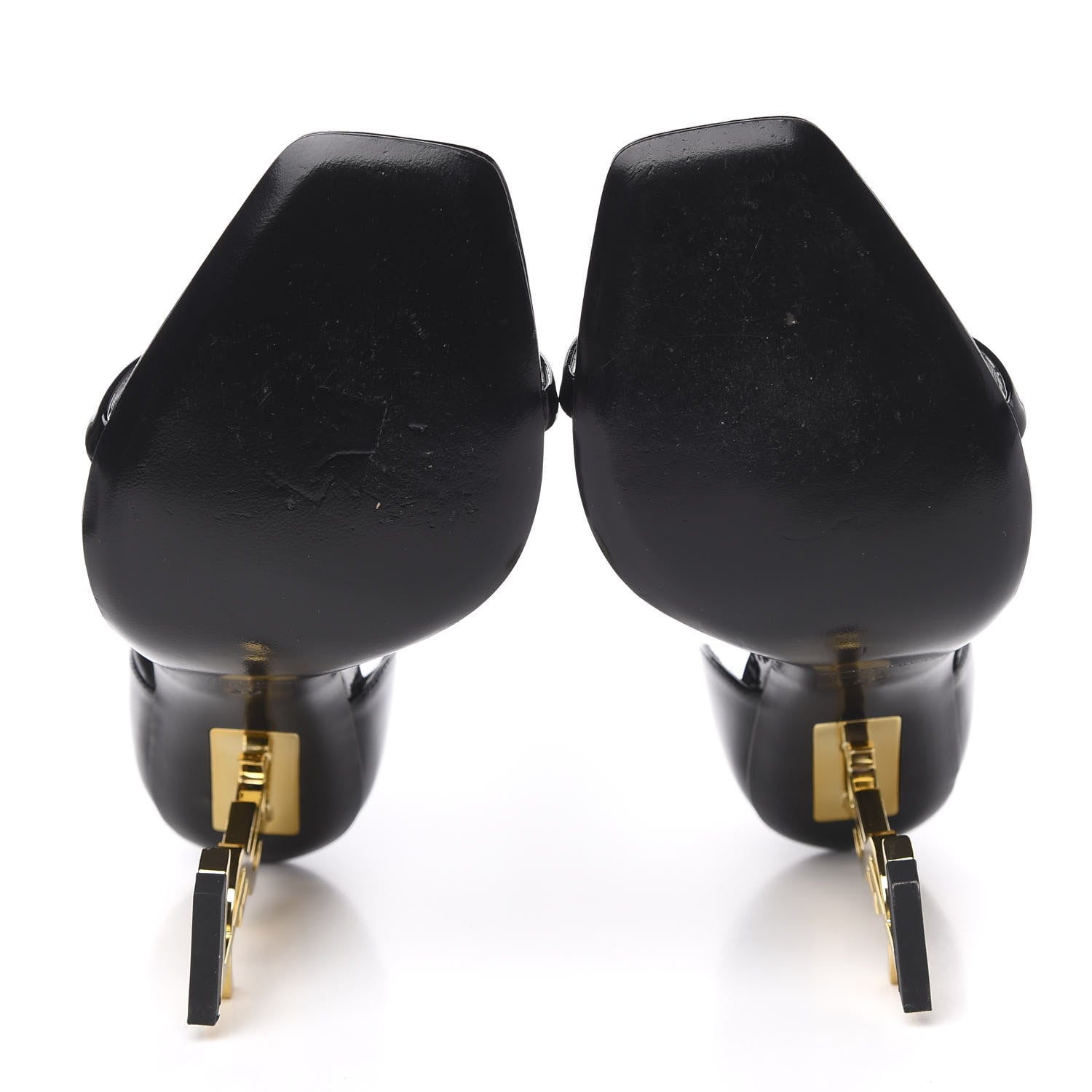 Saint Laurent Patent Calfskin Opyum 110 Sandals 39 Black Gold 5 of 9