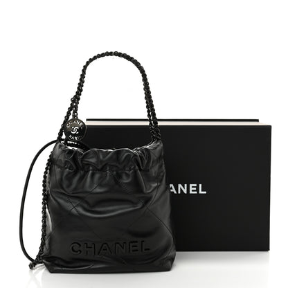 Chanel Shiny Calfskin Quilted Mini Chanel 22 So Black 11 of 11