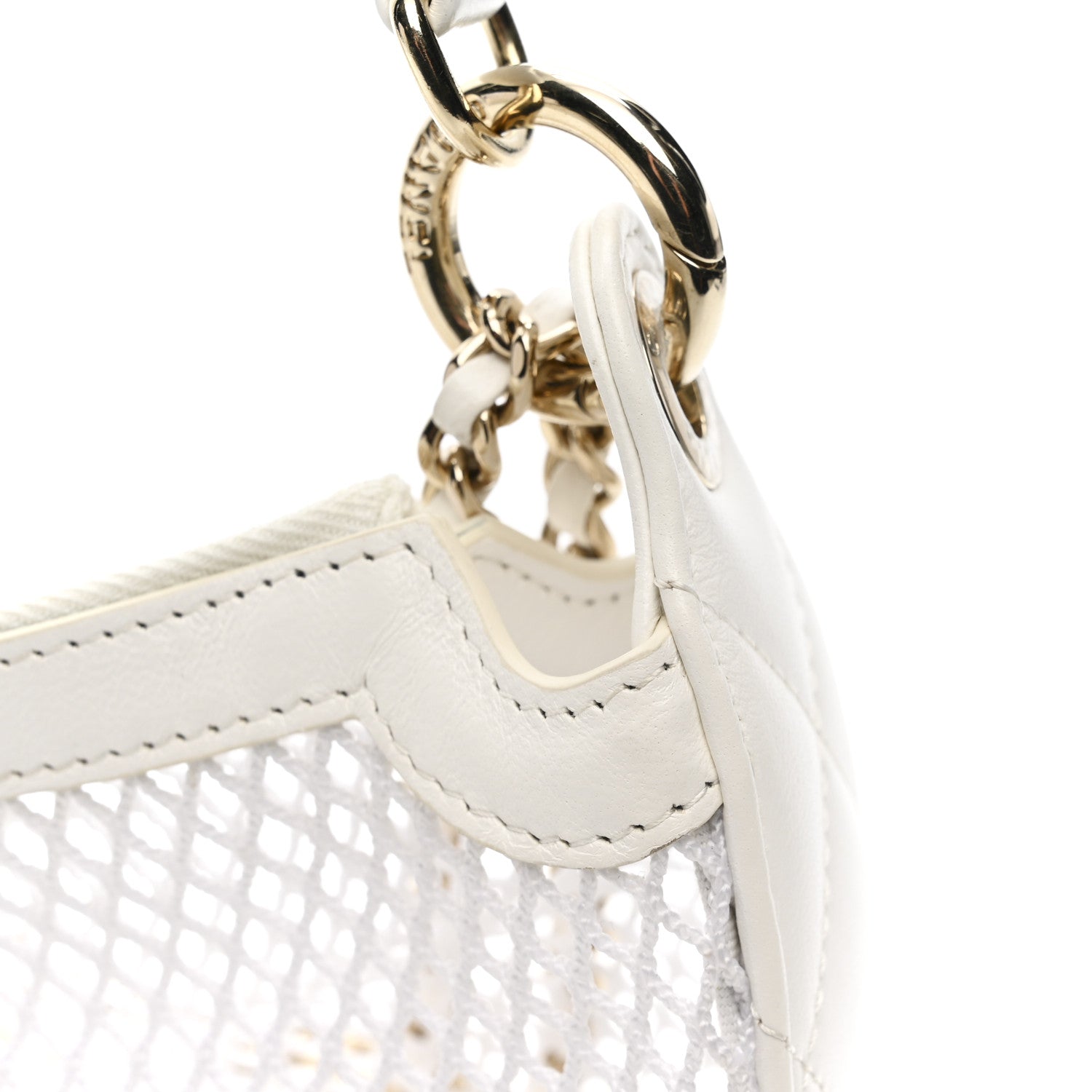 Chanel Mesh Shiny Lambskin Chain Hobo White 12 of 14