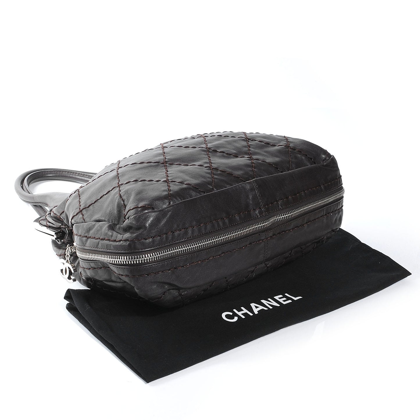 Lambskin Expandable Stitched Frame Top Bag Black