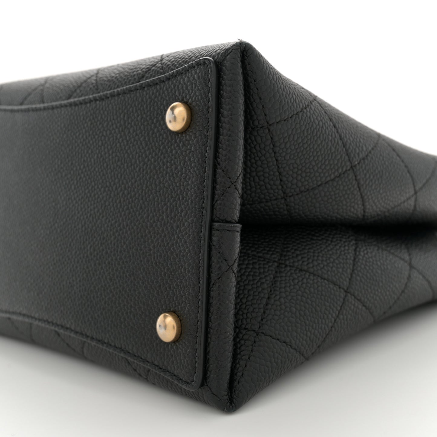 Grained Calfskin Stitched Small Drawstring Bag Black