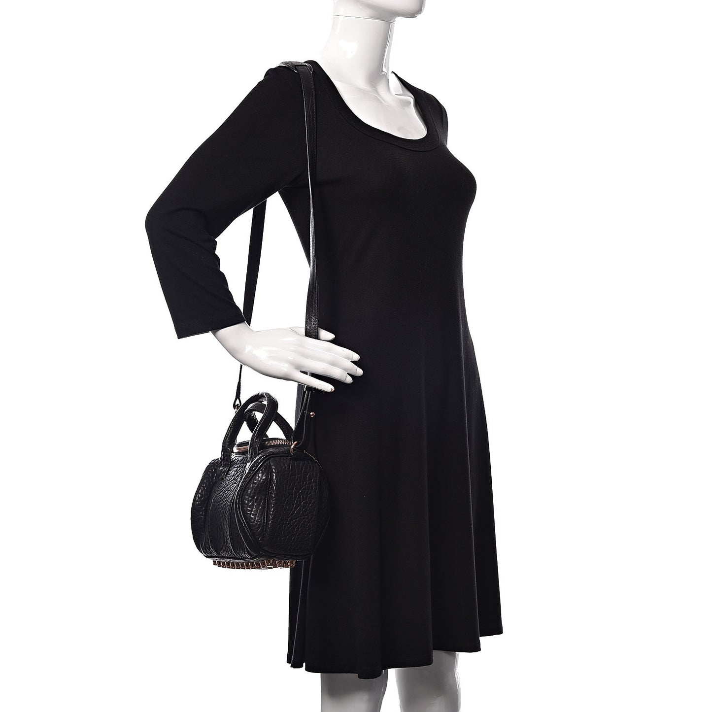 Pebbled Lambskin Mini Rockie Black Rose Gold Hardware