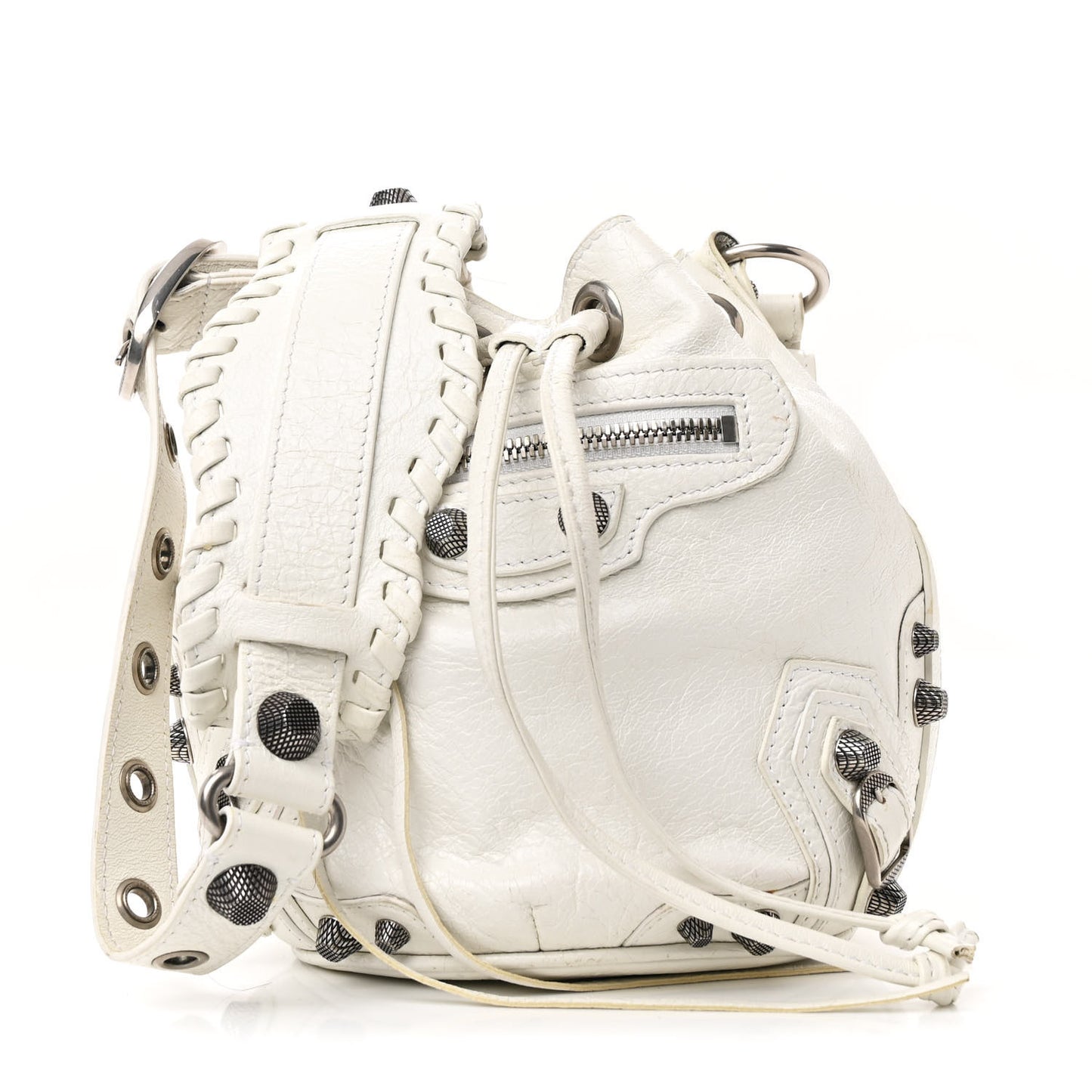Agneau Arena Le Cagole Bucket Bag XS Optic White