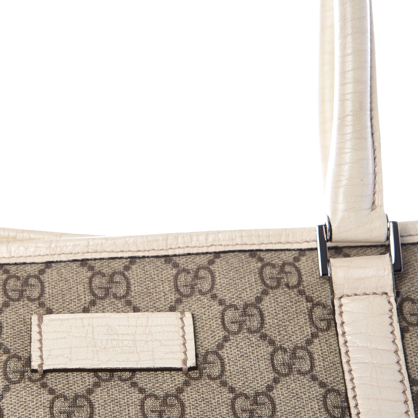 GG Plus Monogram Medium Joy Tote White