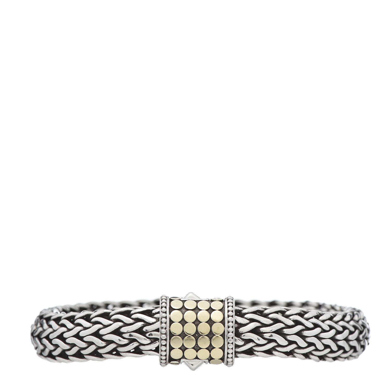 John Hardy Sterling Silver 18K Yellow Gold 10.5mm Classic Chain Dot Bracelet 1 of 4