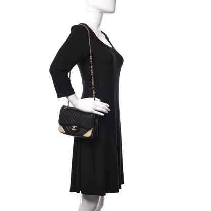 Chanel Calfskin Chevron Quilted Mini Rock The Corner Flap Black 2 of 11