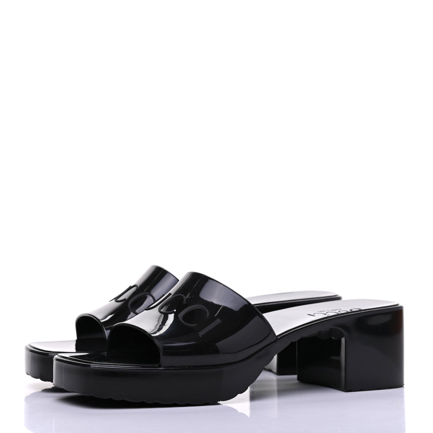 Rubber Gucci Logo Womens Platform 20/60mm Slide Sandals 37 Black