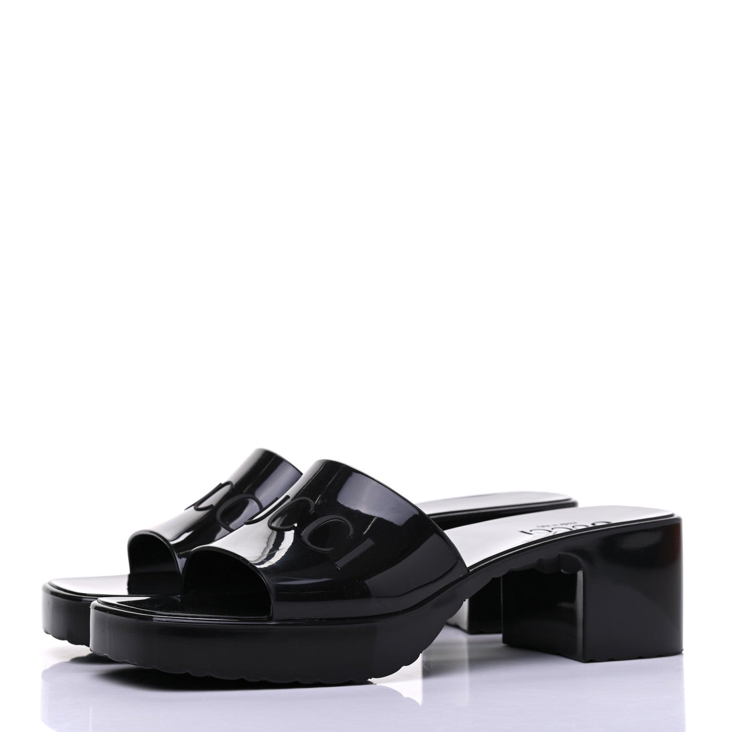 Gucci Rubber Gucci Logo Womens Platform 20/60mm Slide Sandals 37 Black 3 of 14