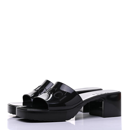 Gucci Rubber Gucci Logo Womens Platform 20/60mm Slide Sandals 37 Black 3 of 14