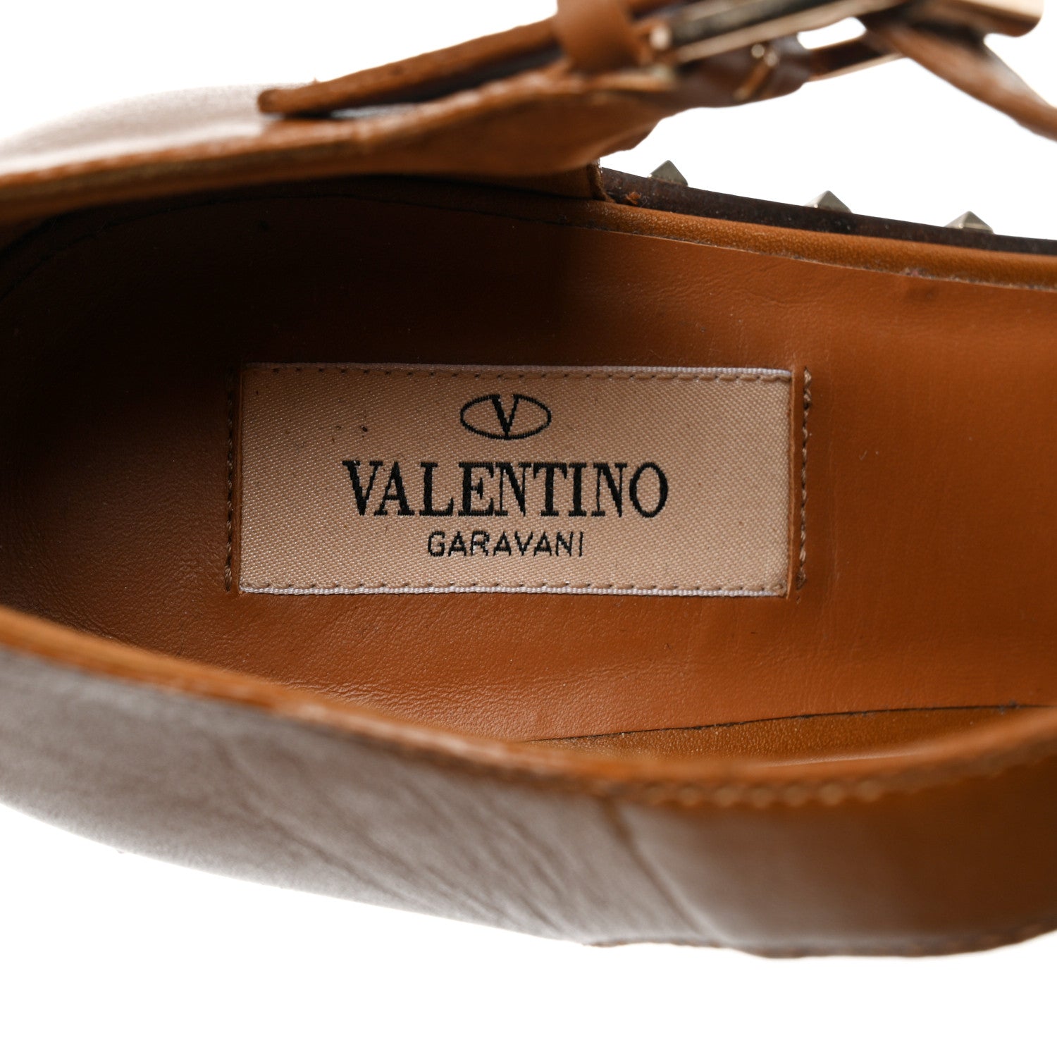 Valentino Garavani Calfskin Soul Rockstud Sandals 39.5 Saddle Brown 7 of 9