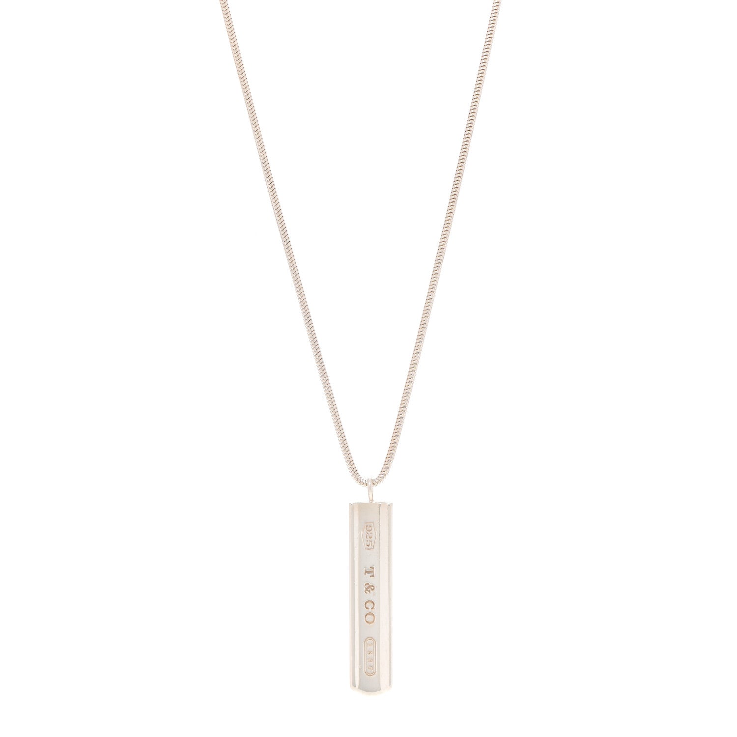 Tiffany Sterling Silver 1837 Bar Pendant Necklace 1 of 7