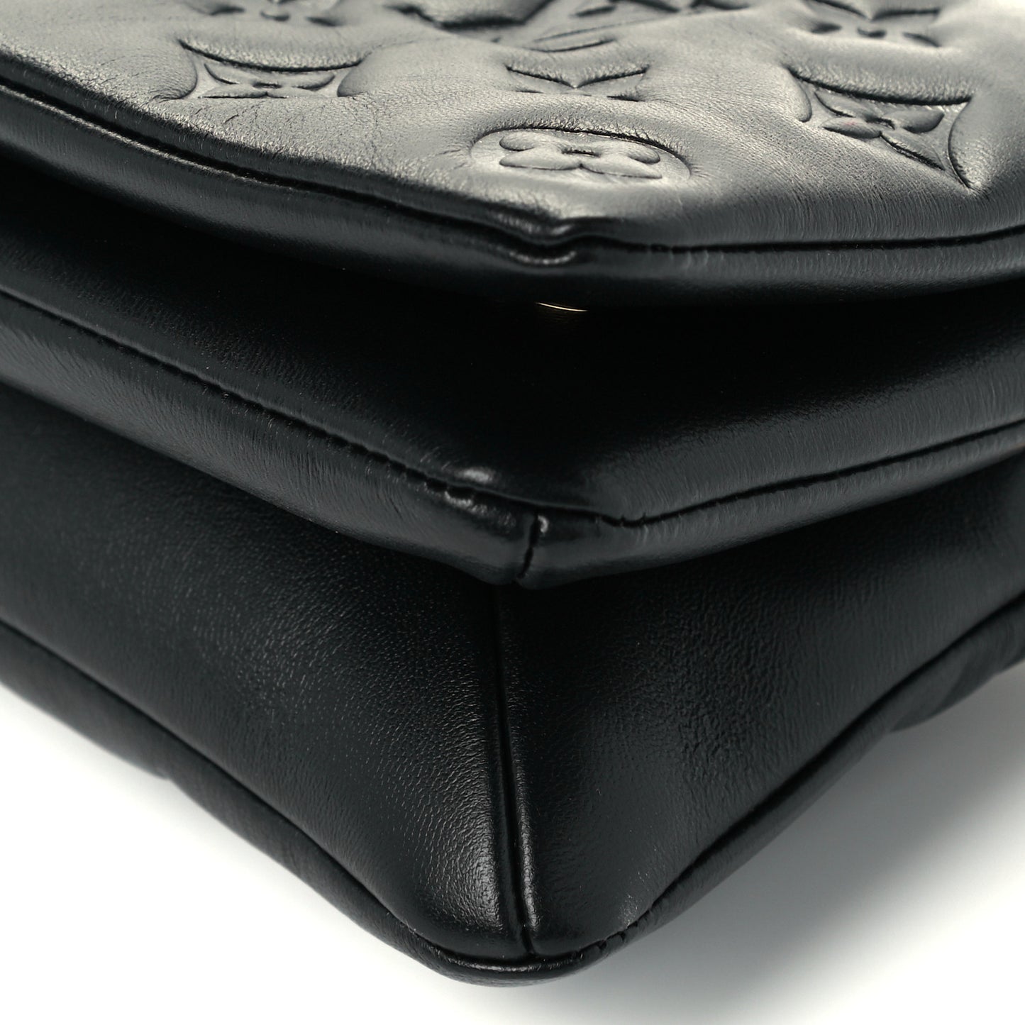 Lambskin Embossed Monogram Pochette Coussin Black