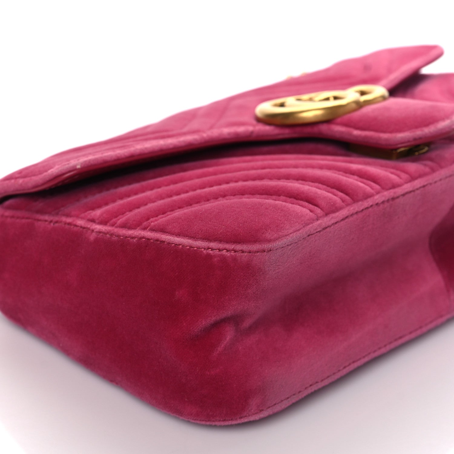 Gucci Velvet Matelasse Small GG Marmont Shoulder Bag Light Raspberry Rose 10 of 11