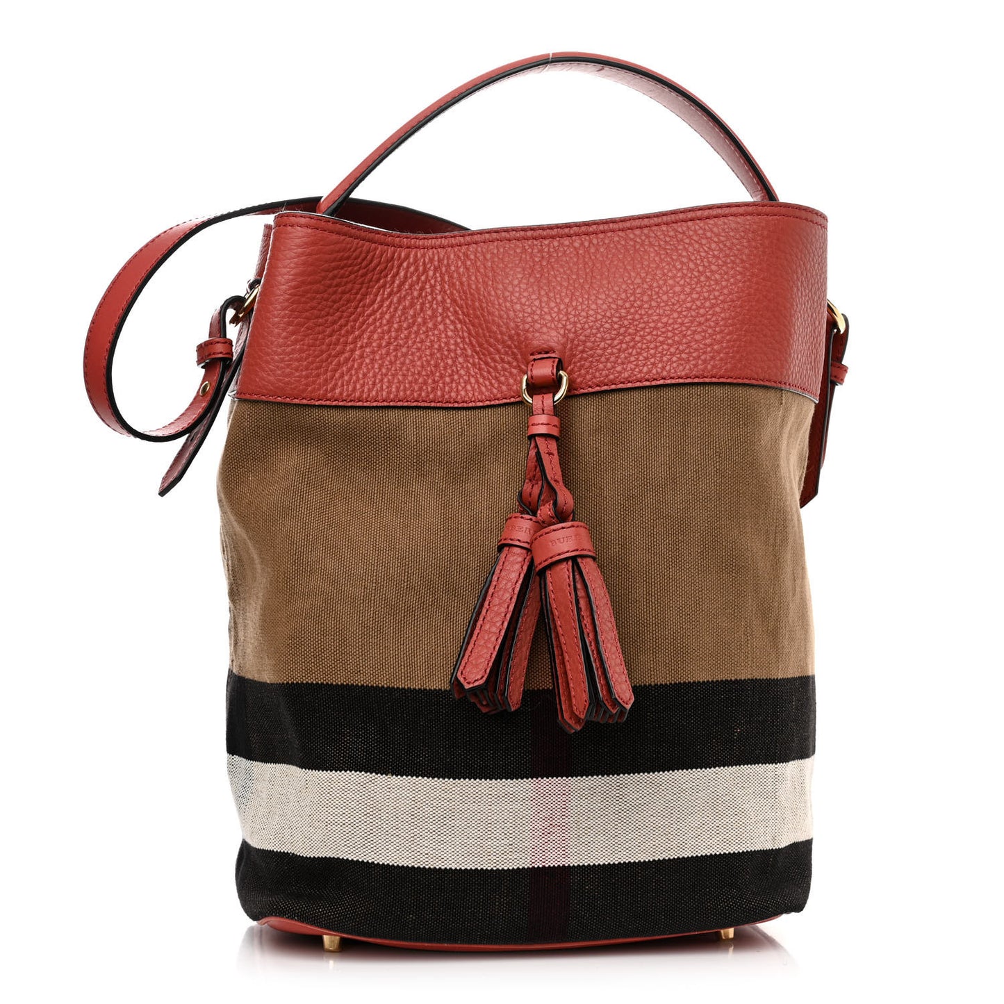 Grainy Calfskin Canvas Mega Check Medium Ashby Tassel Hobo Pink Azalea