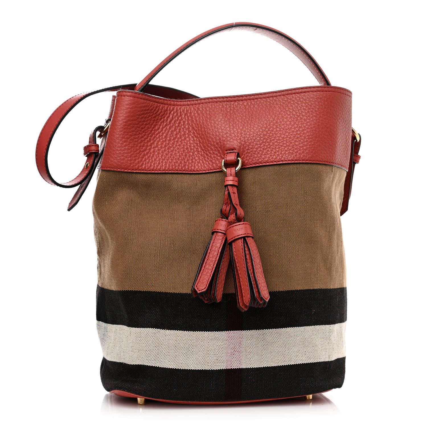 Burberry Grainy Calfskin Canvas Mega Check Medium Ashby Tassel Hobo Pink Azalea 3 of 18