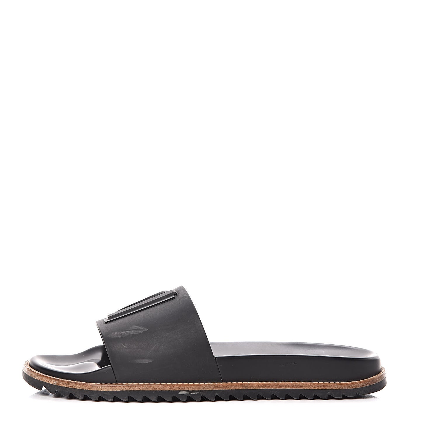 Rubber Raised Logo Slide Sandals 10 Black