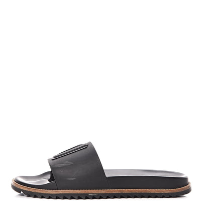 Fendi Rubber Raised Logo Slide Sandals 10 Black 1 of 12