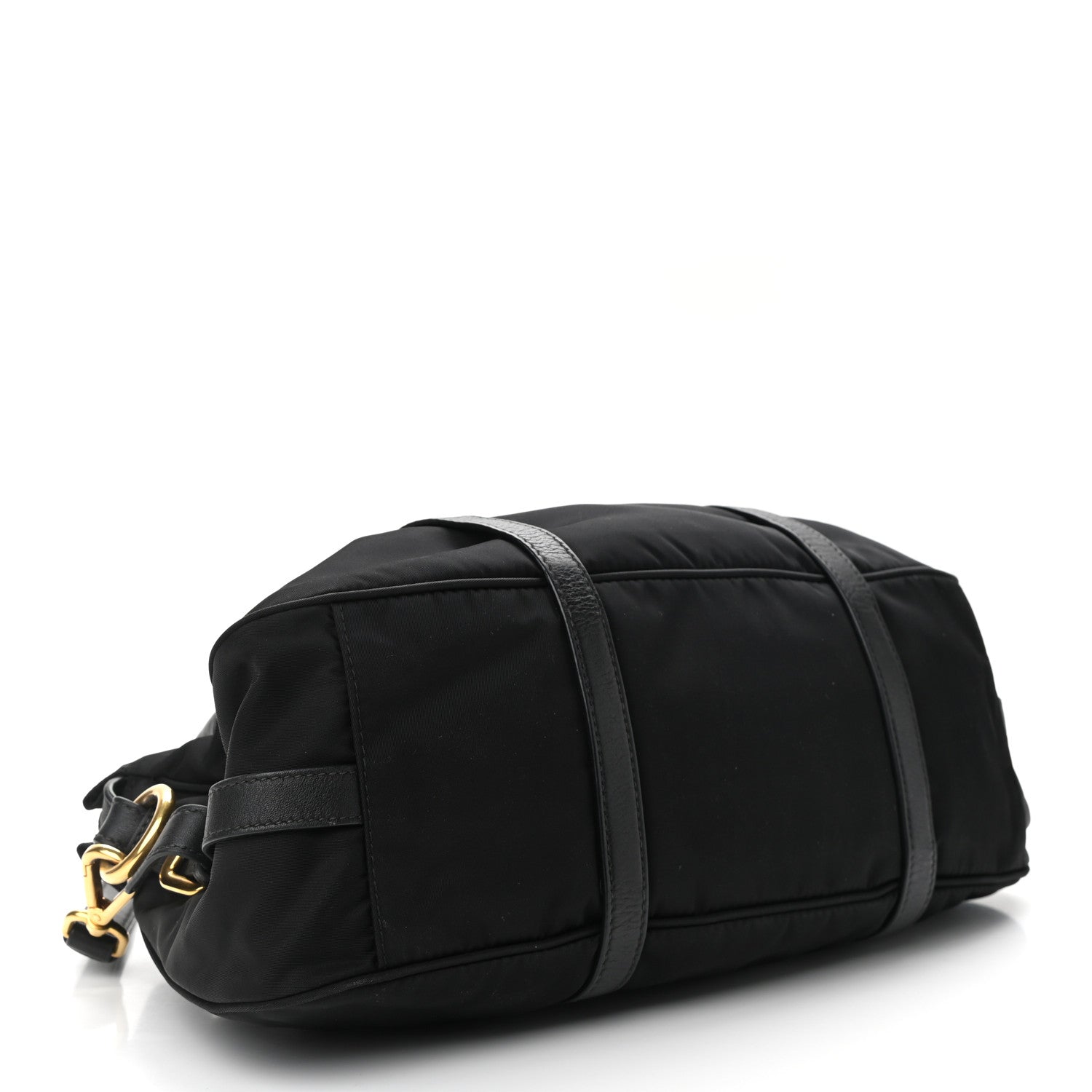 Prada Tessuto Nylon Soft Calfskin Shopping Satchel Black 4 of 9