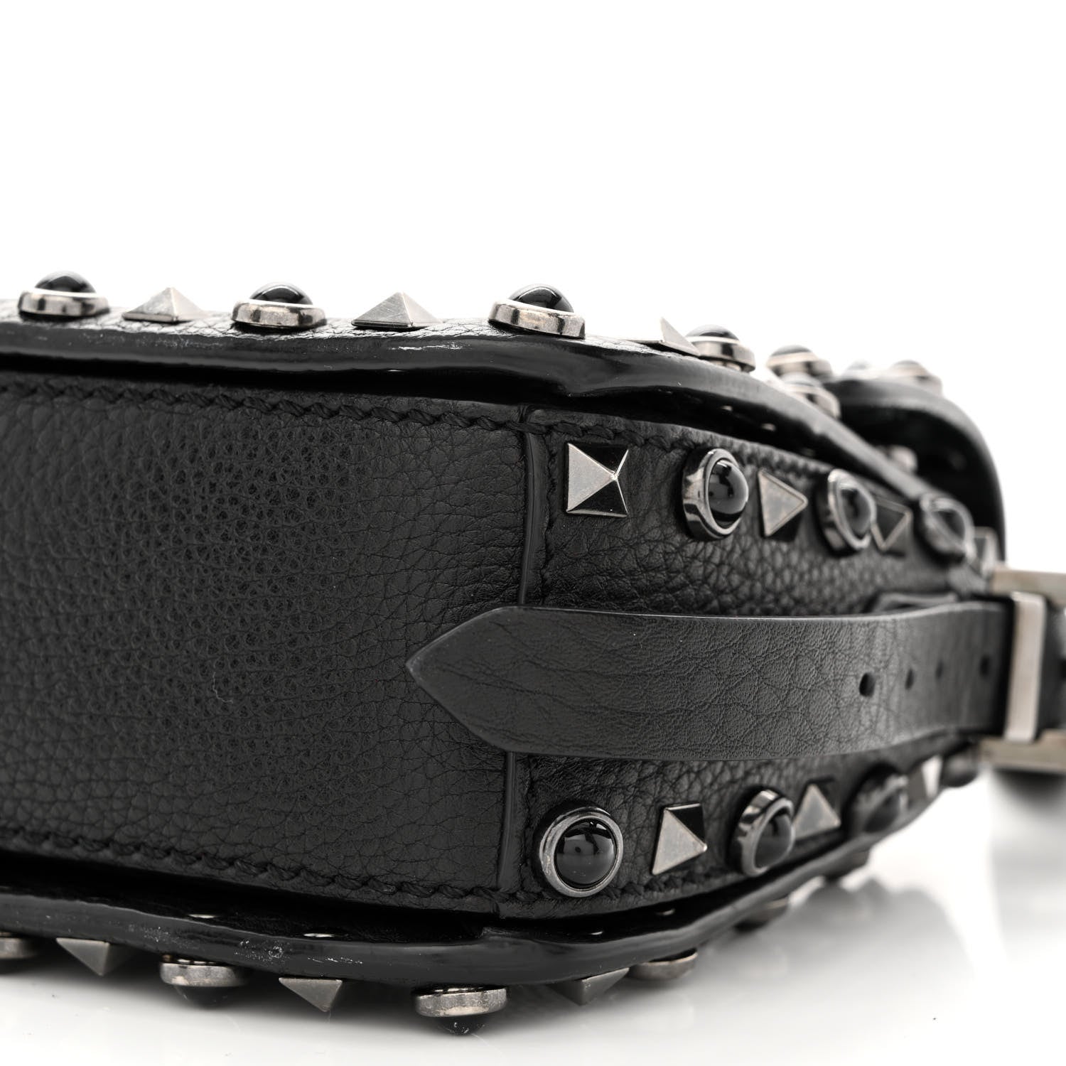 Valentino Garavani Pebbled Calfskin Rockstud Rolling Flip Lock Crossbody Bag Black 10 of 13