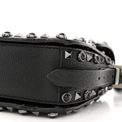 Valentino Garavani Pebbled Calfskin Rockstud Rolling Flip Lock Crossbody Bag Black 10 of 13