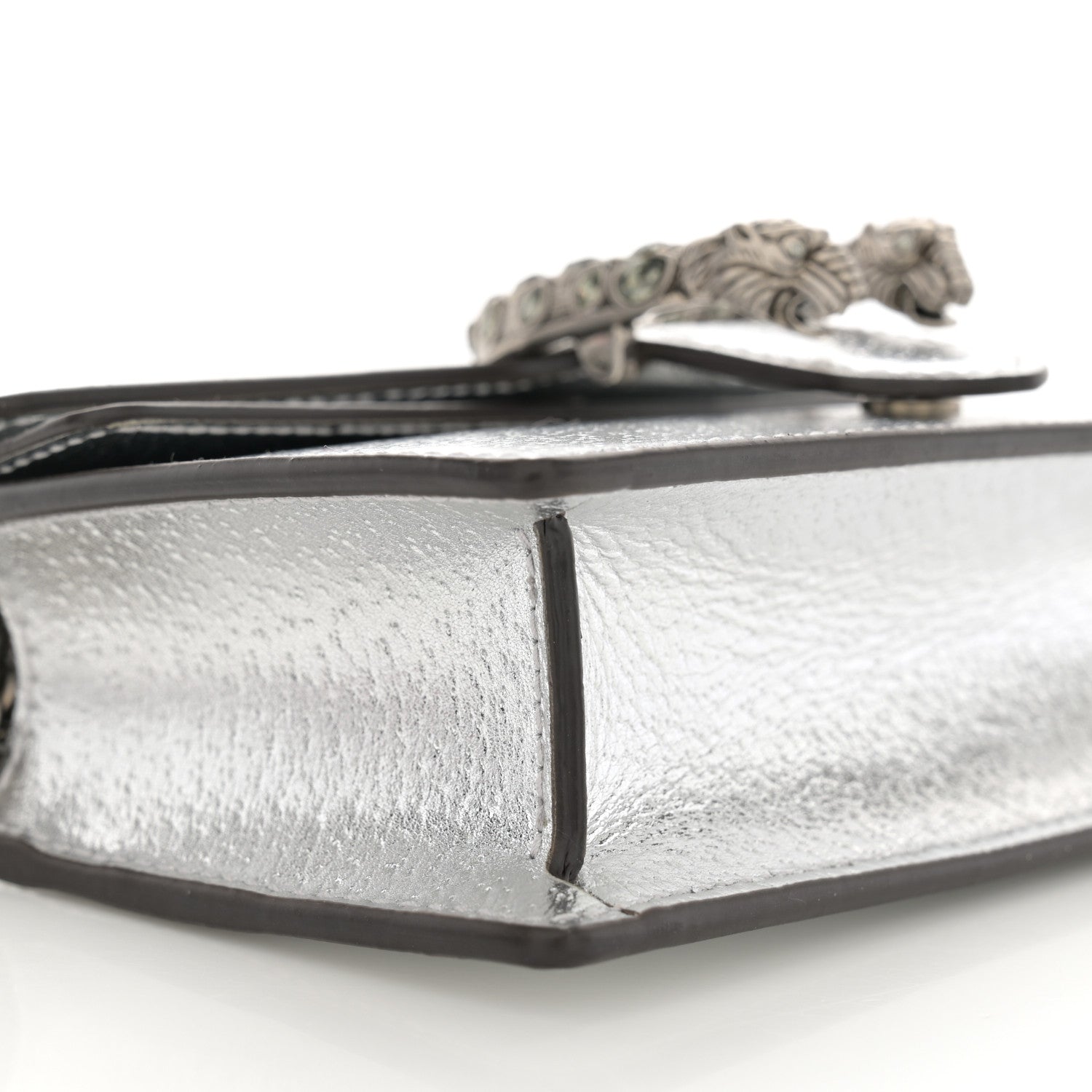 Gucci Metallic Calfskin Super Mini Dionysus Shoulder Bag Silver 9 of 10