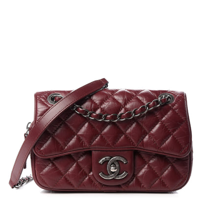 Chanel Aged Calfskin Quilted Small Easy Flap Dark Red 1 of 9