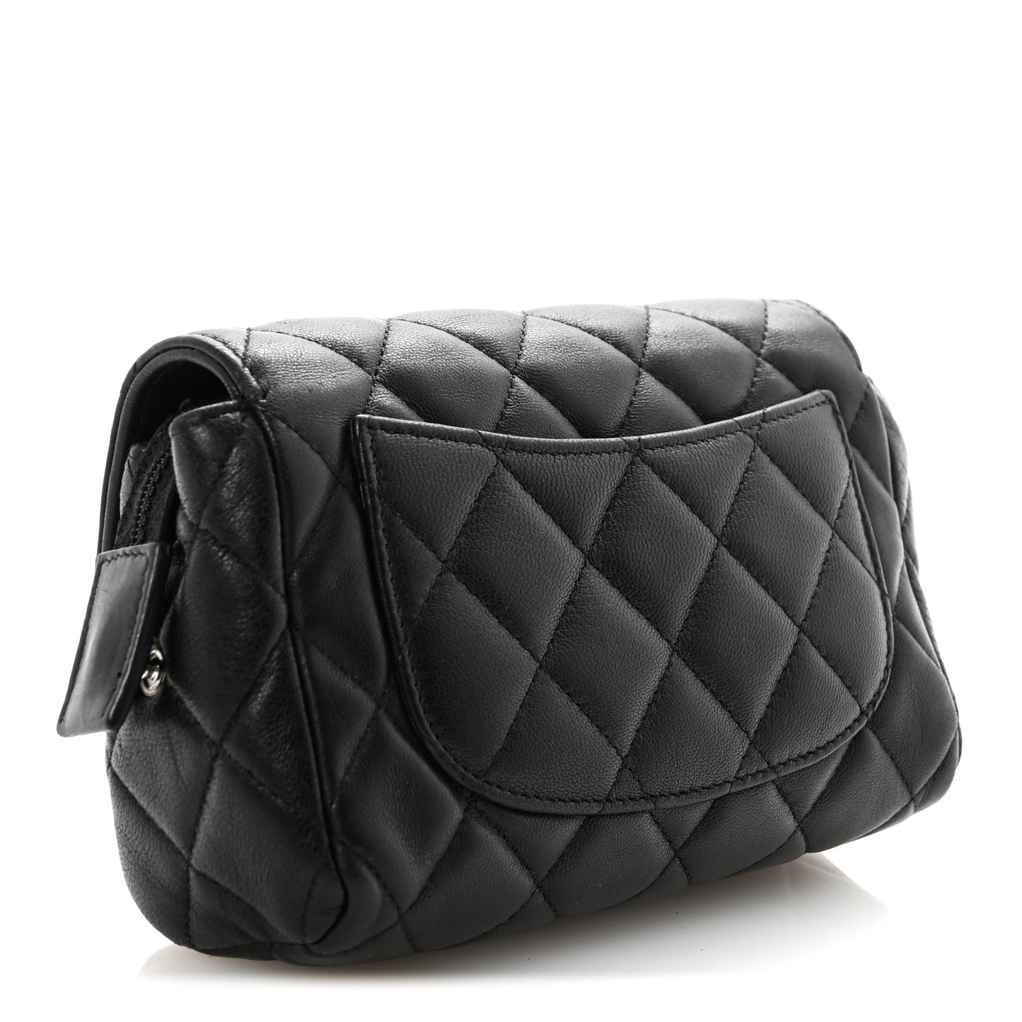 Lambskin Quilted Flap Cosmetic Case Black