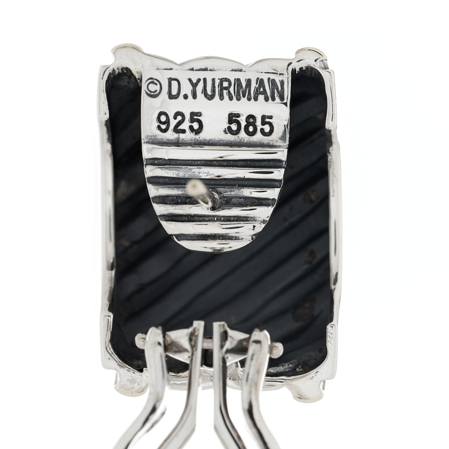 David Yurman Sterling Silver 14K Yellow Gold Cable Classics Cigar Band Earrings 4 of 4