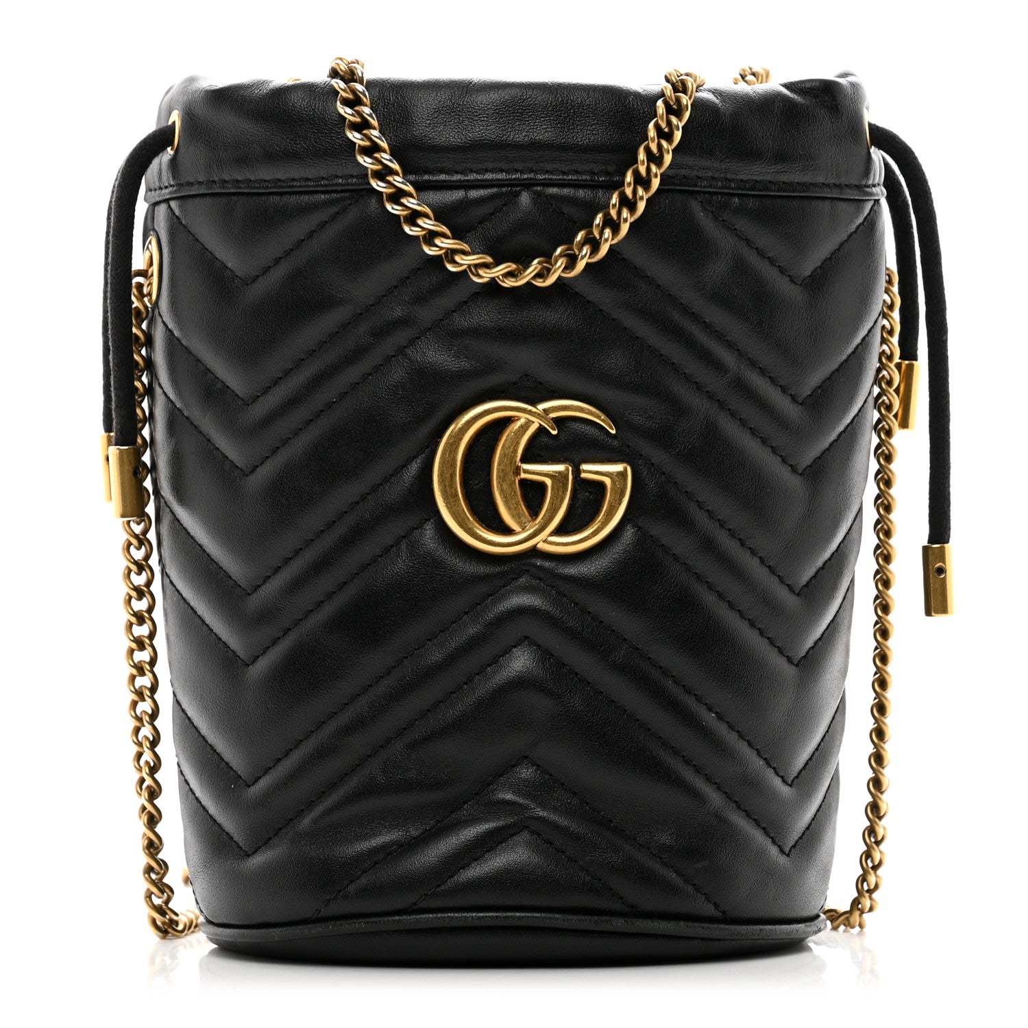 Gucci Calfskin Matelasse Mini GG Marmont 2.0 Bucket Bag Black 1 of 11