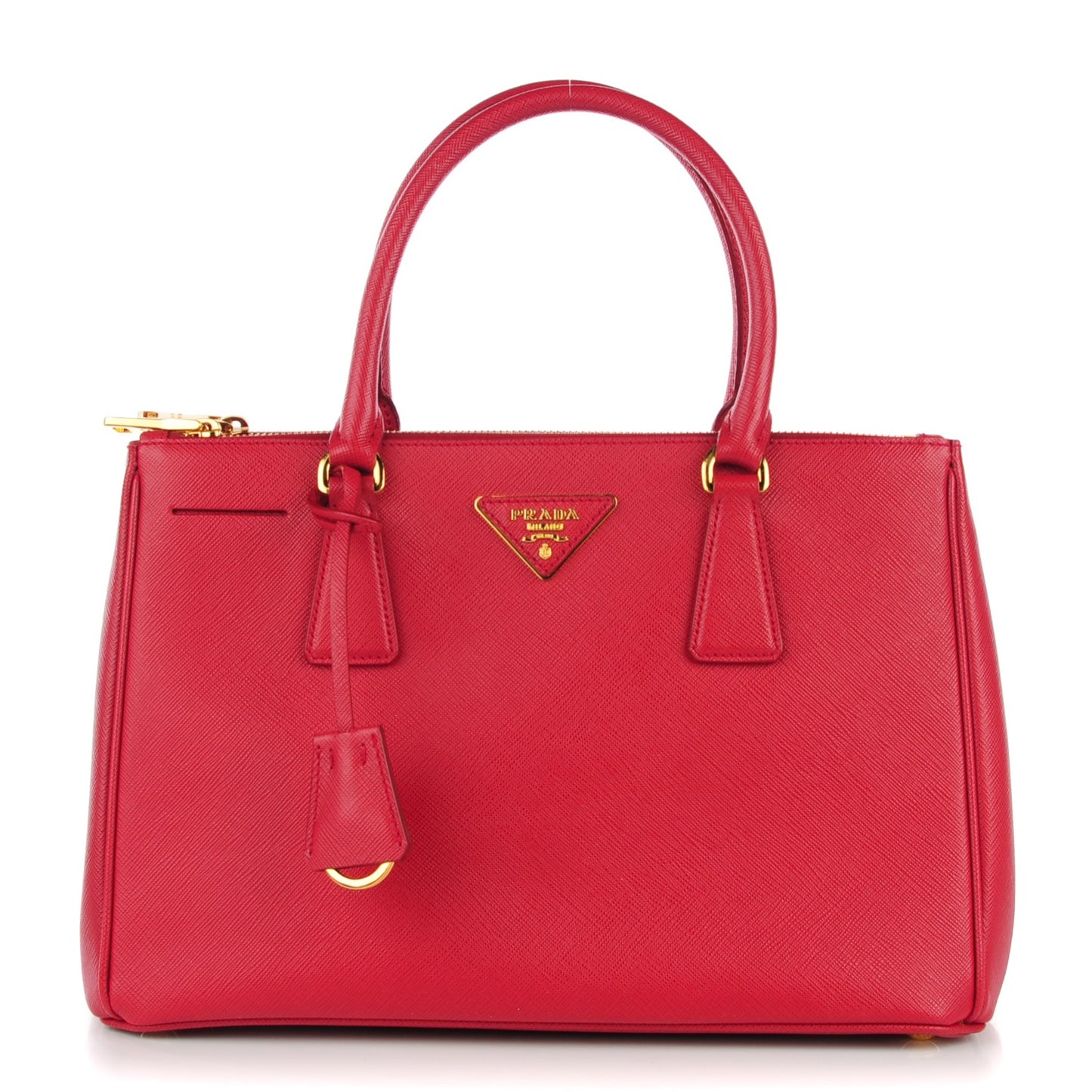 Saffiano Small Galleria Double Zip Tote Fuoco