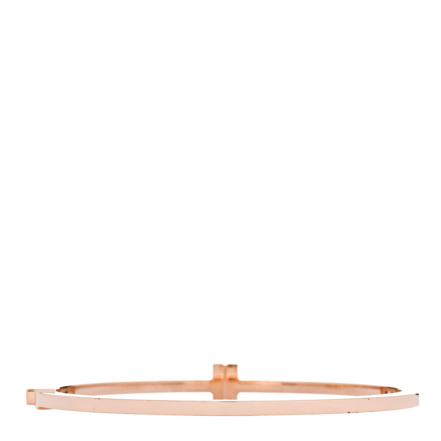 18K Rose Gold Diamond T Hinged Wire Bangle Bracelet