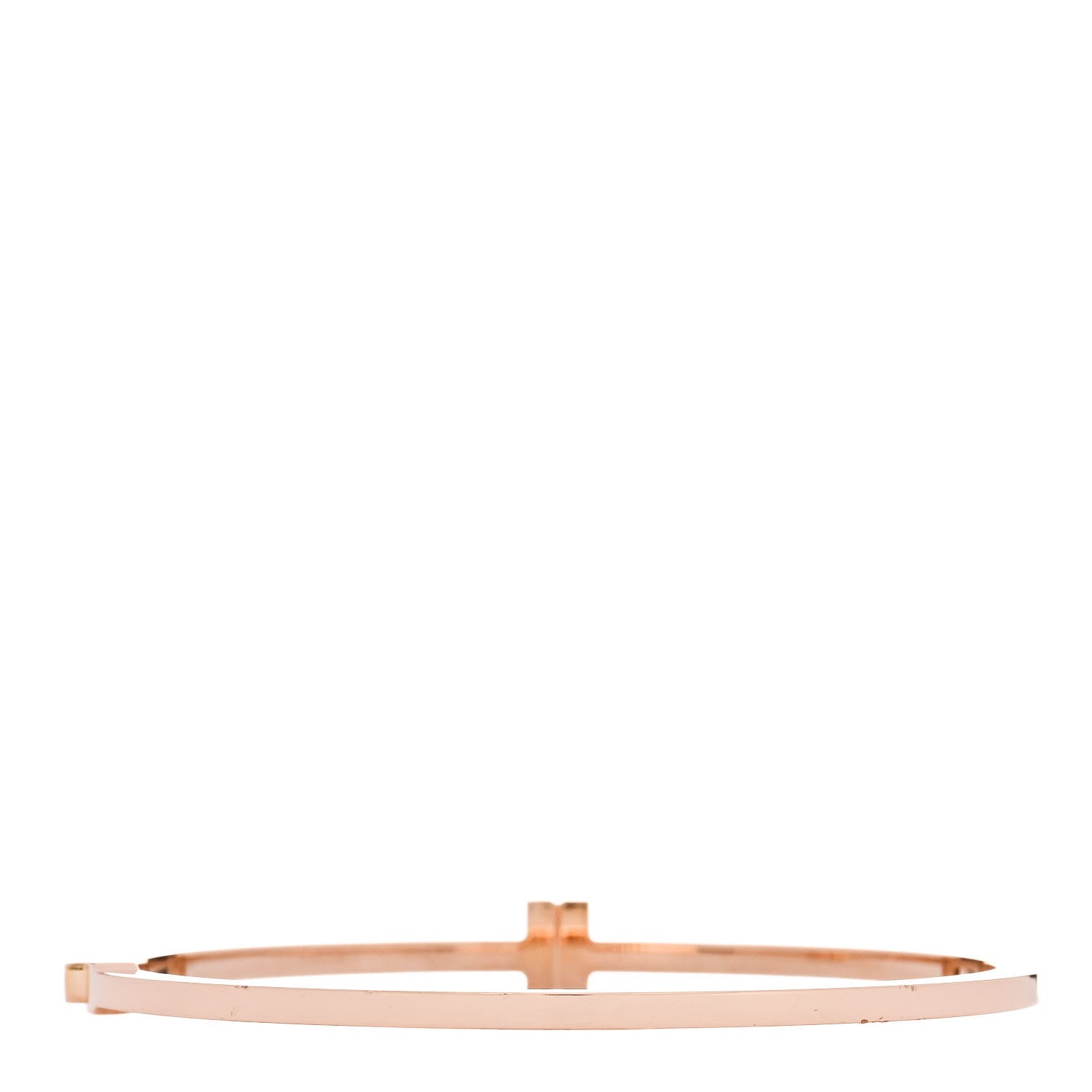 Tiffany 18K Rose Gold Diamond T Hinged Wire Bangle Bracelet 2 of 4