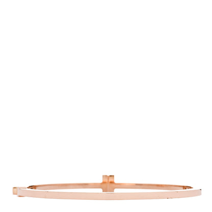 Tiffany 18K Rose Gold Diamond T Hinged Wire Bangle Bracelet 2 of 4