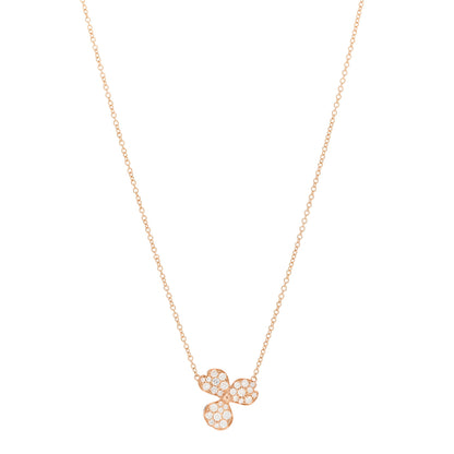 Tiffany 18K Rose Gold Diamond Paper Flowers Pave Pendant Necklace 1 of 4
