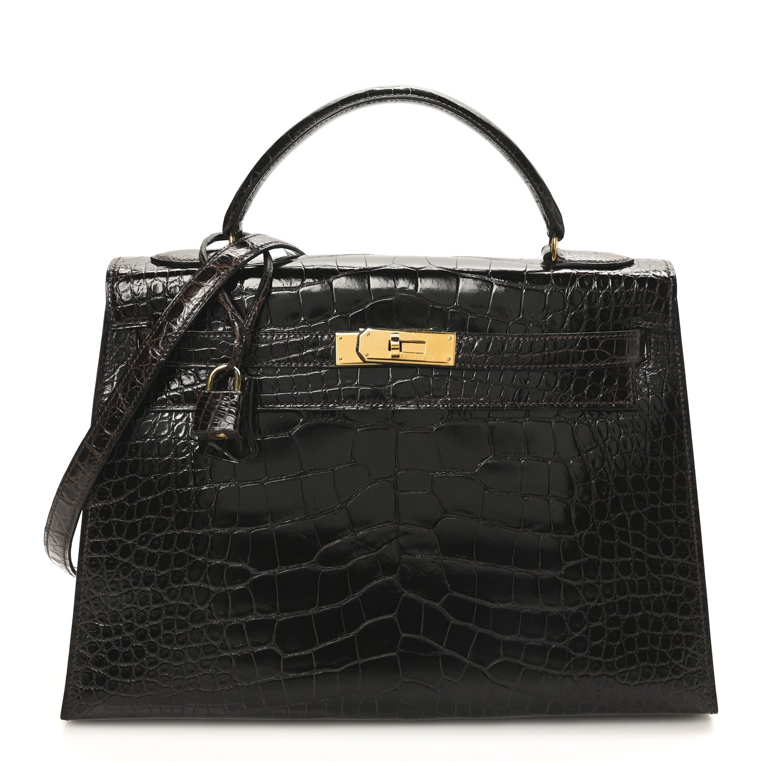 Hermes Shiny Alligator Kelly Sellier 32 Havane 1 of 10