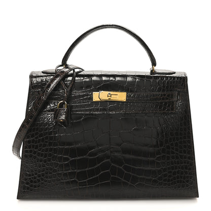Hermes Shiny Alligator Kelly Sellier 32 Havane 1 of 10