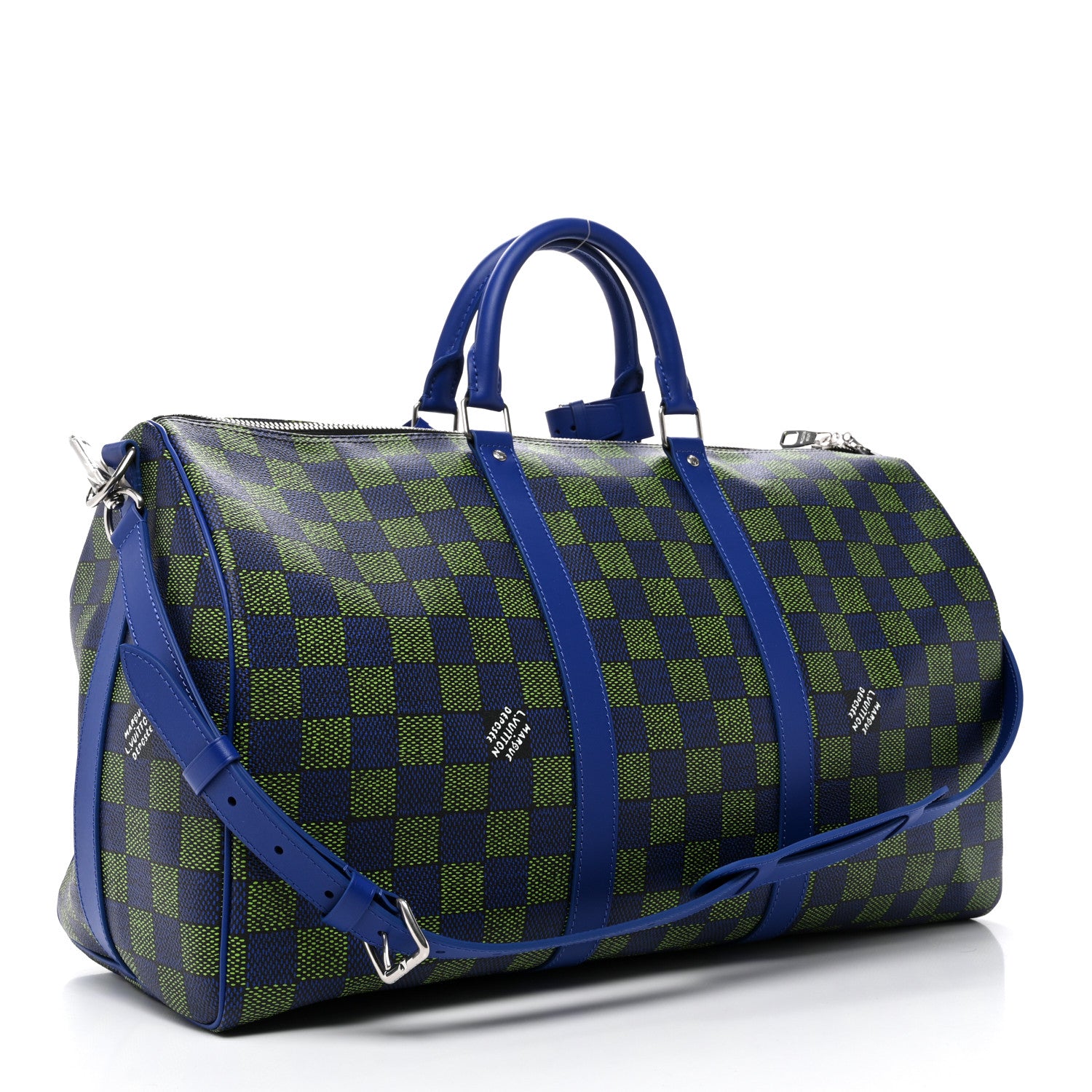 Louis Vuitton Damier Heritage Keepall Bandouliere 50 Blue Green 2 of 8