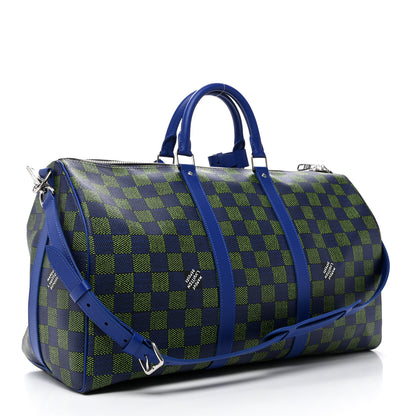 Louis Vuitton Damier Heritage Keepall Bandouliere 50 Blue Green 2 of 8