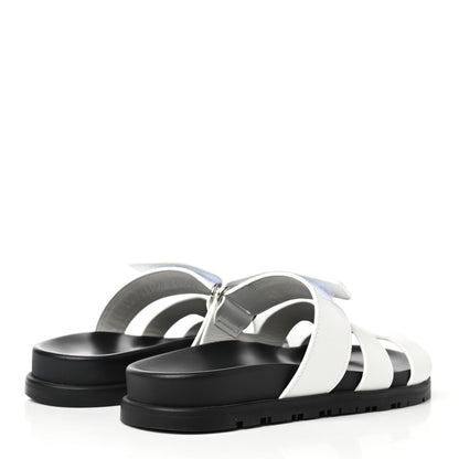 Hermes Calfskin Womens Chypre Sandals 35 White 4 of 9