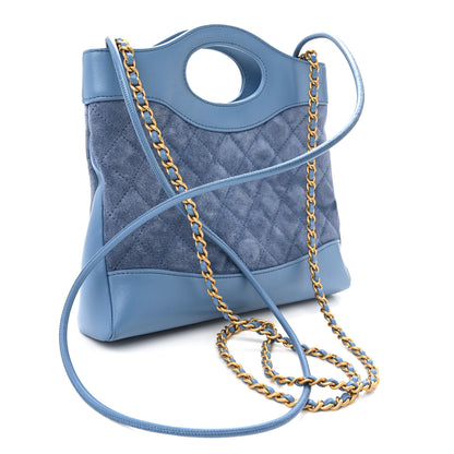 Chanel Calfskin Suede Quilted Mini 31 Shopping Bag Blue 3 of 10