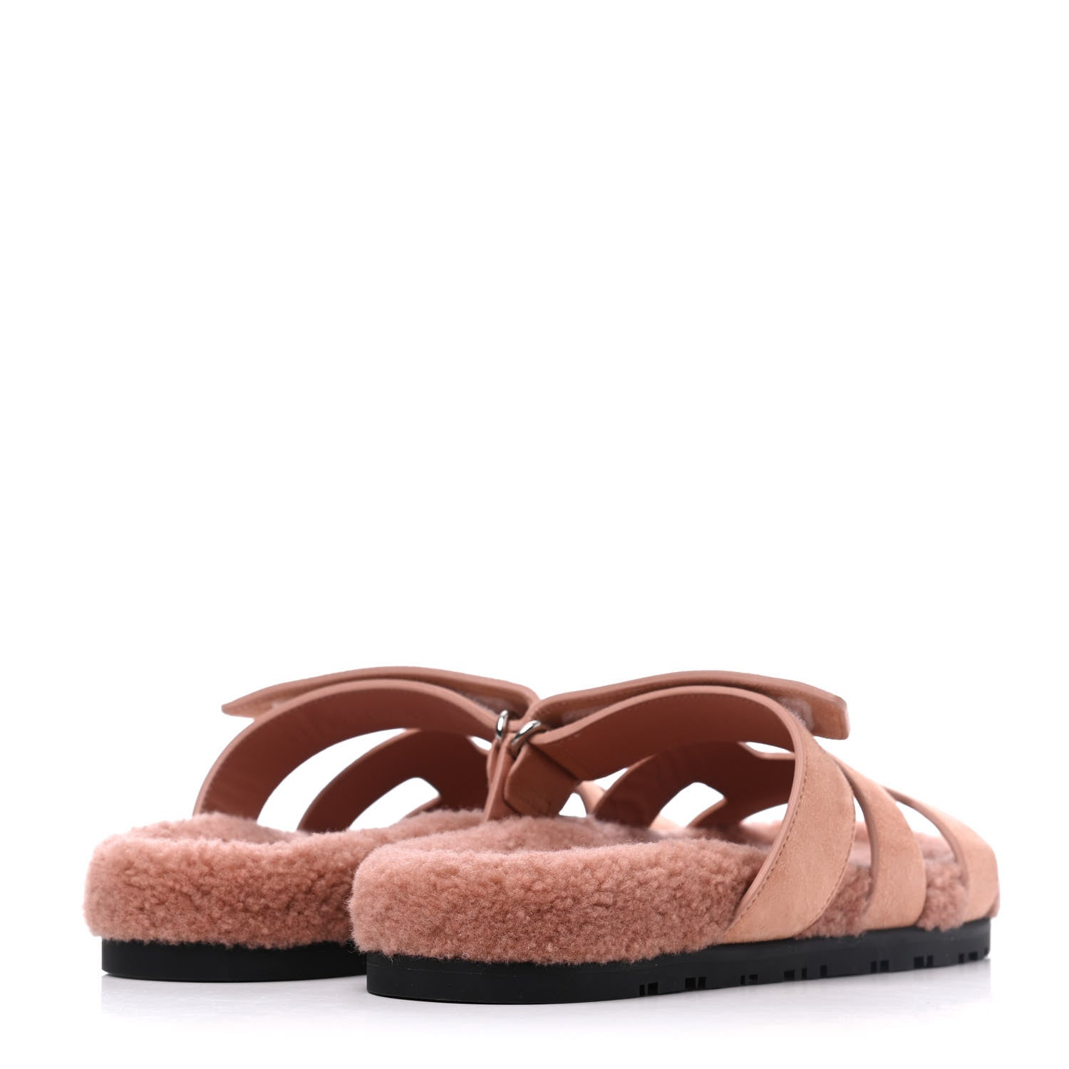 Hermes Suede Goatskin Woolskin Womens Chypre Sandals 38 Rose Aube 4 of 9