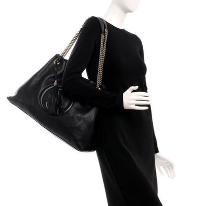 Gucci Pebbled Calfskin Large Soho Chain Shoulder Bag Black 2 of 12