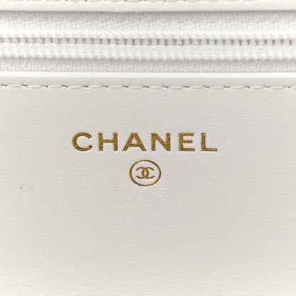 Chanel Shiny Crumpled Calfskin Quilted Chanel 19 Wallet On Chain WOC White 6 of 13
