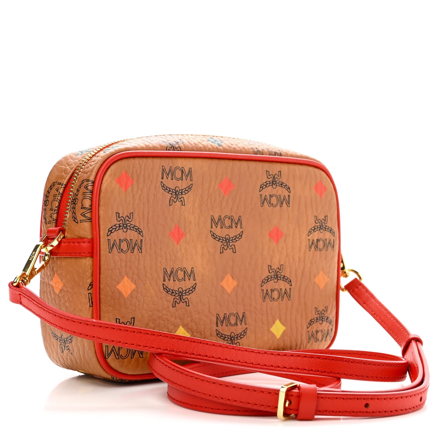 MCM Skyoptic Visetos Spectrum Diamond Camera Bag Cognac Red 3 of 12