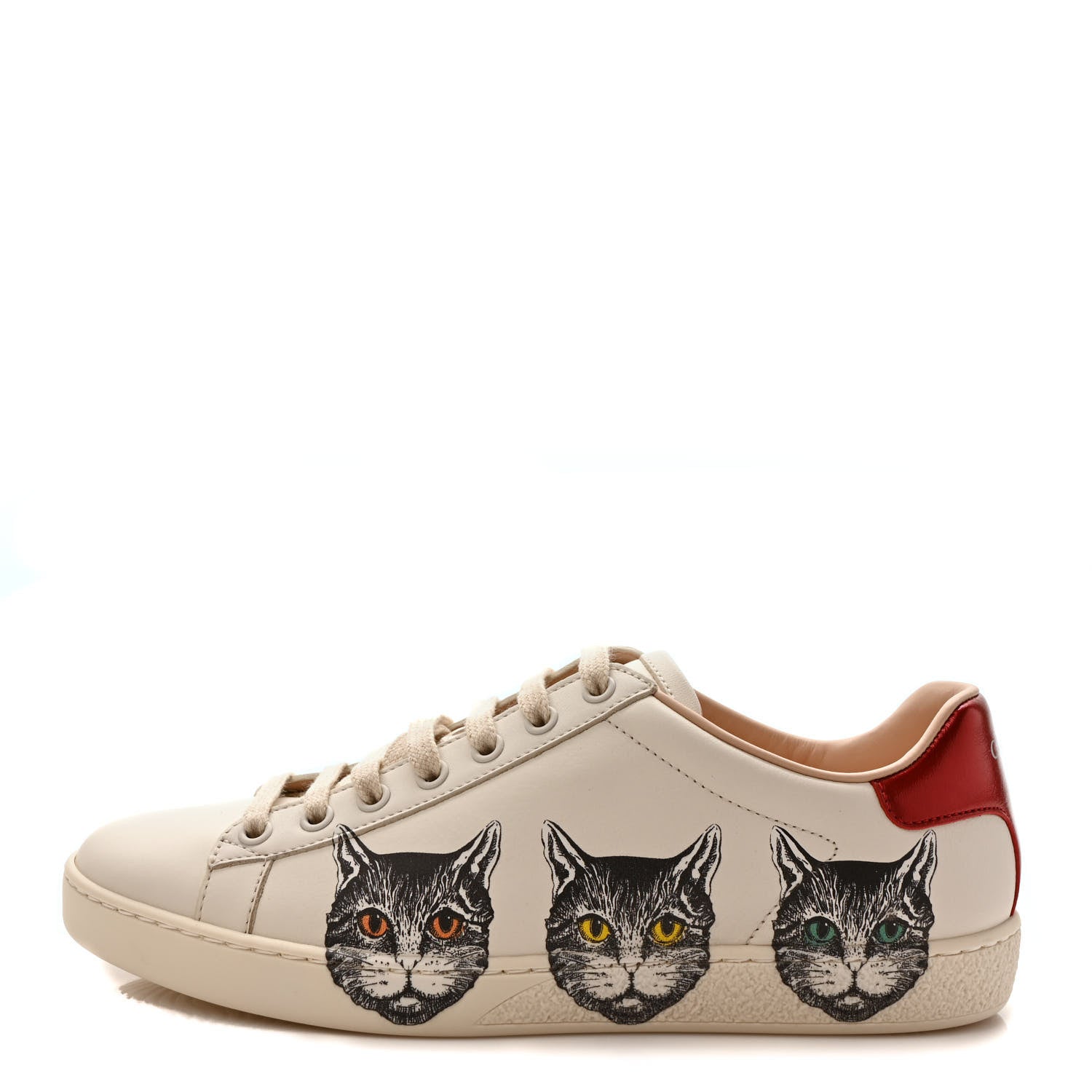 Gucci Calfskin Mystic Cat Print Womens Ace Sneakers 38 White 1 of 10