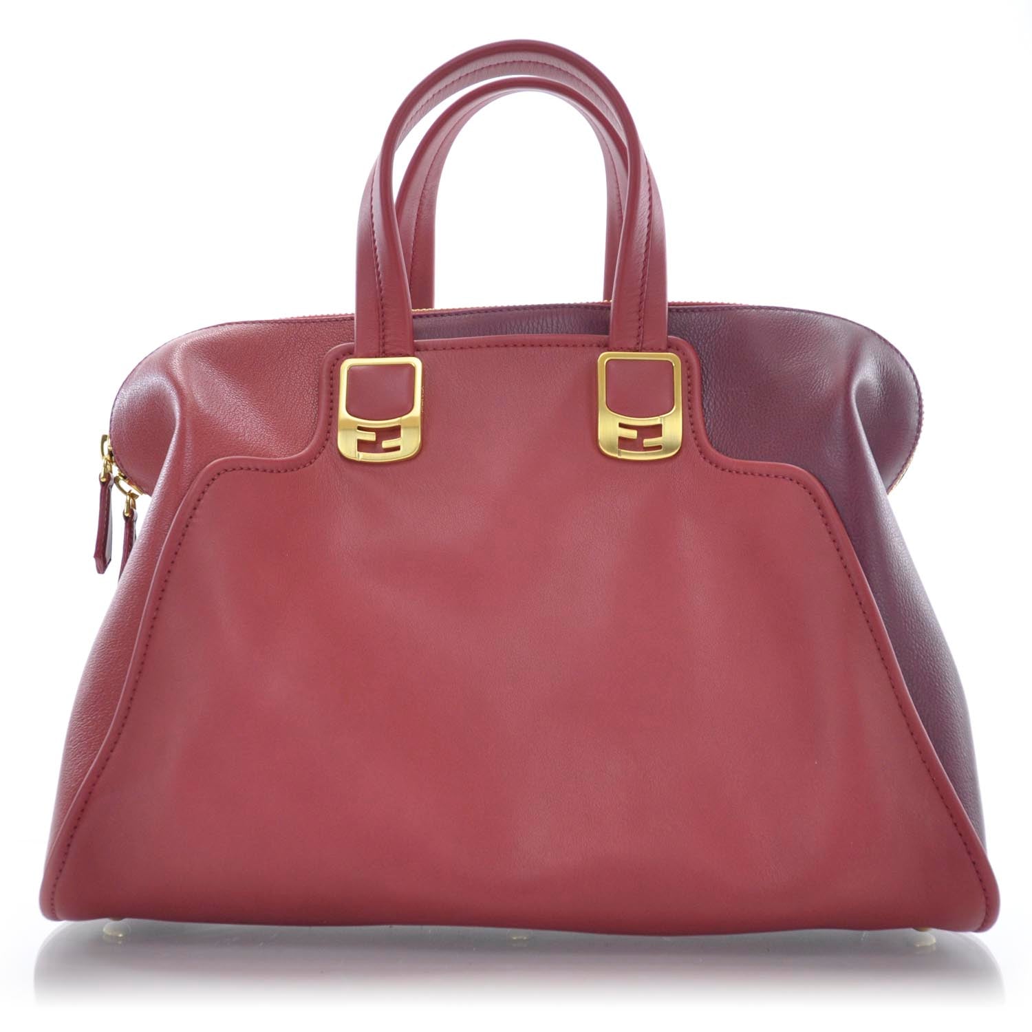 Fendi Vitello Capra Alabama Colorblock Large Chameleon Tote Ciliegia Bordeaux Ruby 1 of 11