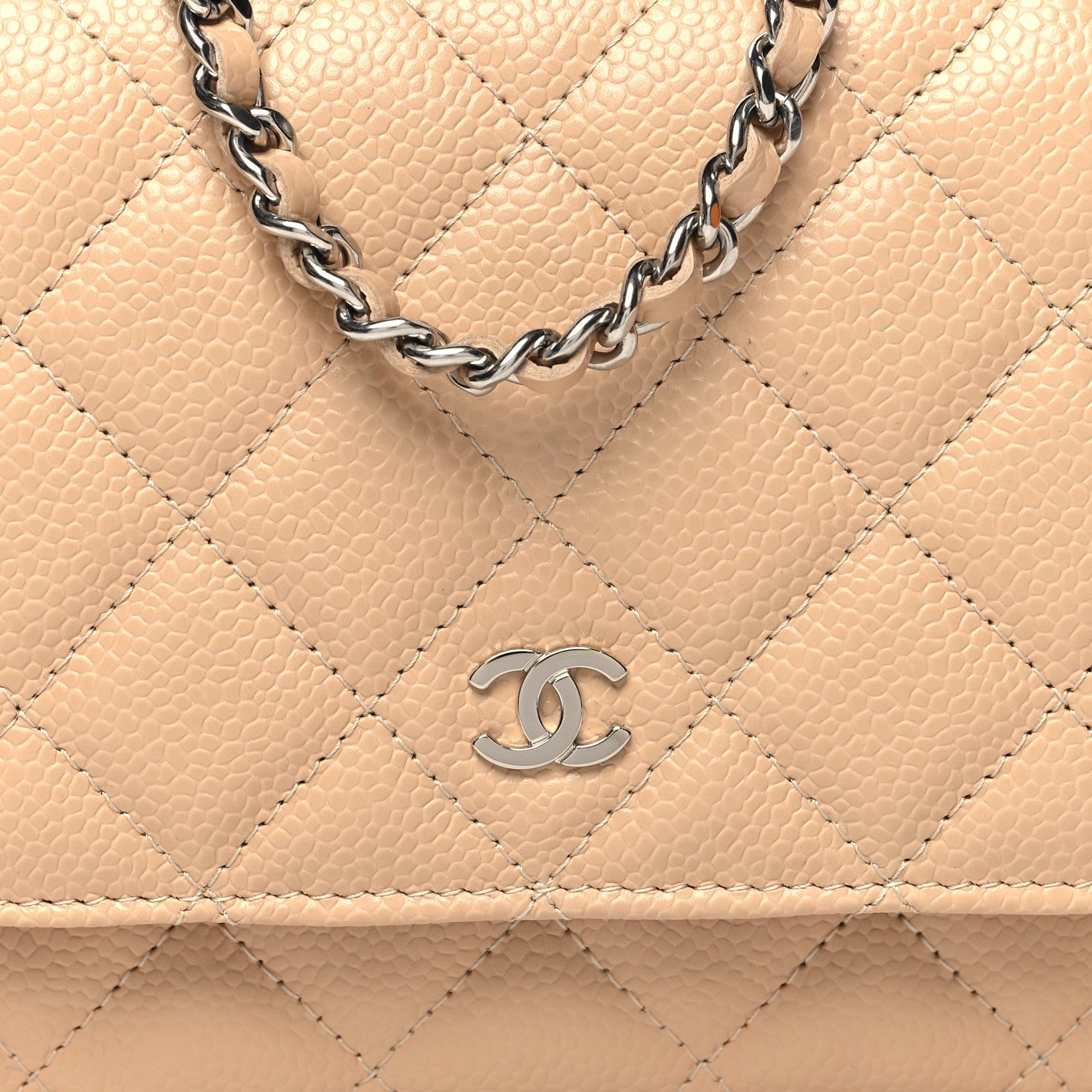 Chanel Caviar Quilted Wallet On Chain WOC Beige 9 of 11