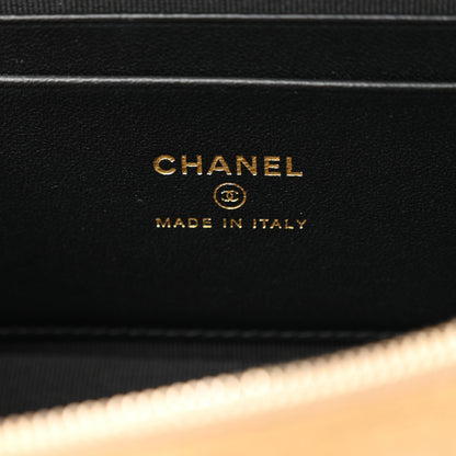 Chanel Suede Calfskin Shiny Lambskin Quilted Top Handle Slim Vanity Case With Chain Beige Black 6 of 11