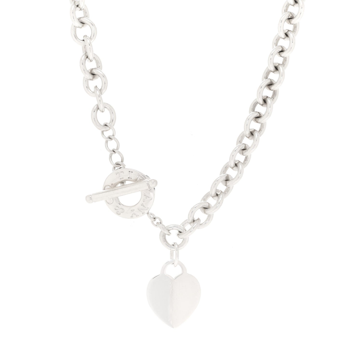 Sterling Silver Heart Tag Toggle Necklace